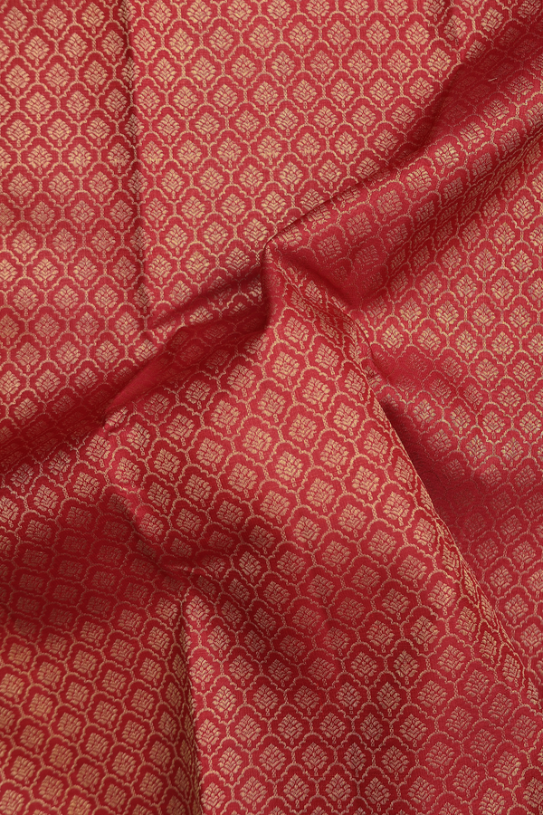 Kanchipuram Silk Saree In Crimson Red With Brocade Design
