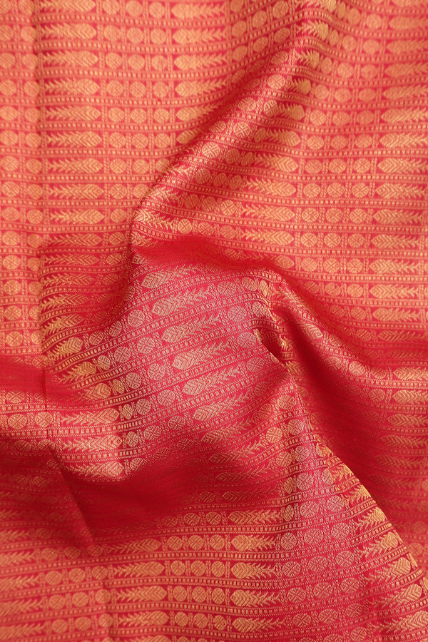 Kanchipuram Silk Saree In Crimson Red With Brocade Design