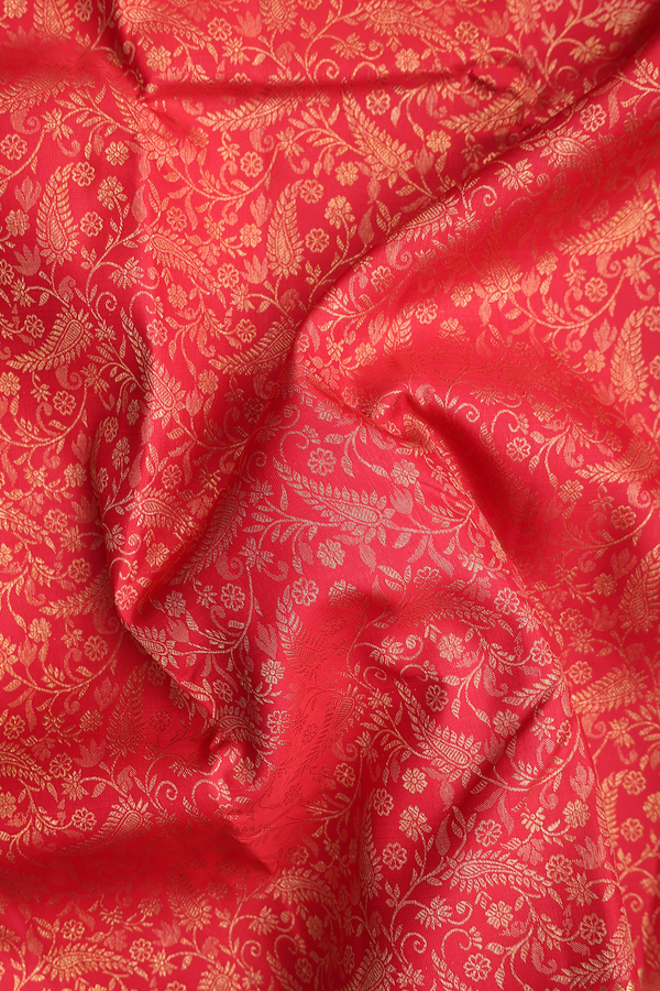 Kanchipuram Silk Saree In Crimson Red With Brocade Design