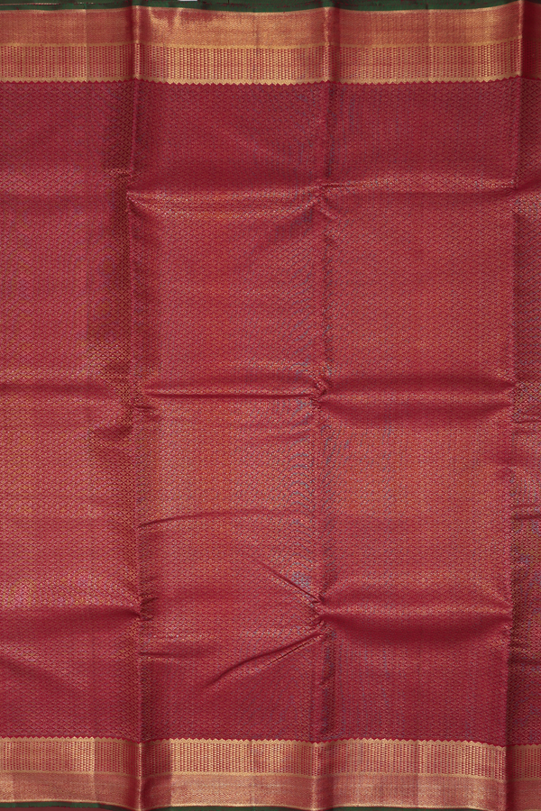 Kanchipuram Silk Saree In Crimson Red With Brocade Design