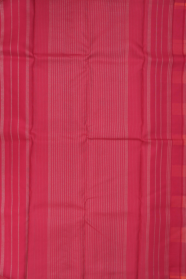 Kanchipuram Silk Saree In Crimson Red With Checks Design