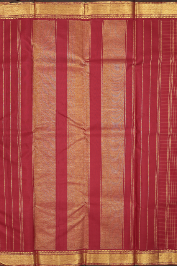 Kanchipuram Silk Saree In Crimson Red With Checks Design