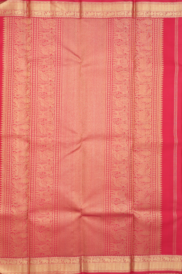 Kanchipuram Silk Saree Crimson Red With Checks Along Buttas