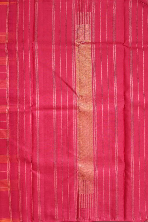 Kanchipuram Silk Saree In Crimson Red With Checks Design