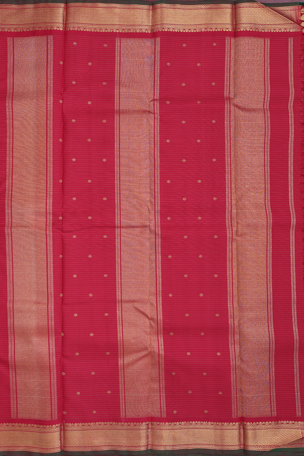 Kanchipuram Silk Saree In Crimson Red With Checks Design
