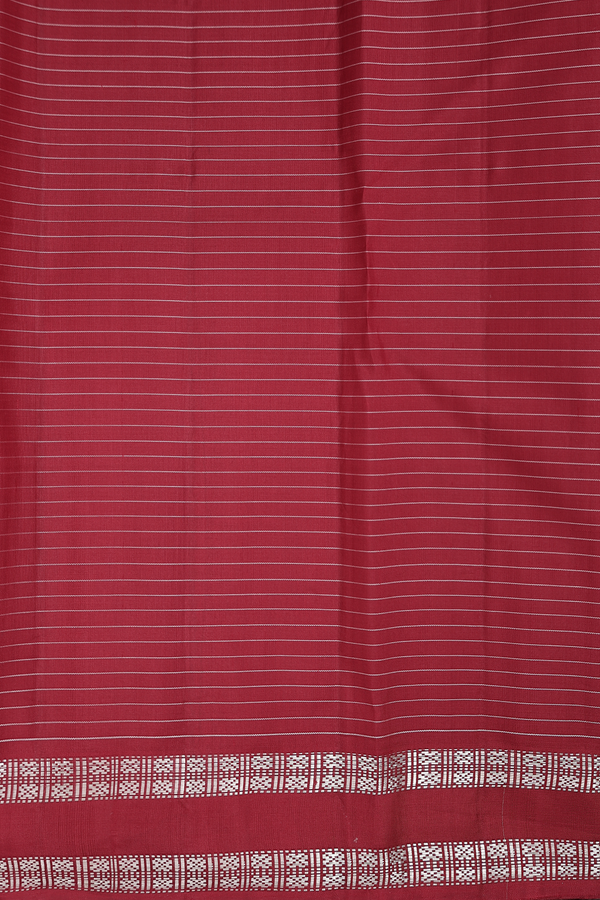 Kanchipuram Silk Saree In Crimson Red With Checks Design