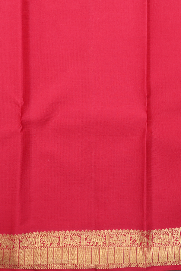 Kanchipuram Silk Saree Crimson Red With Checks Along Buttas