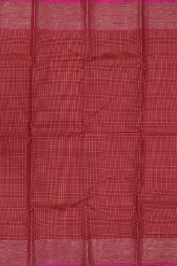 Kanchipuram Silk Saree In Crimson Red With Checks Design
