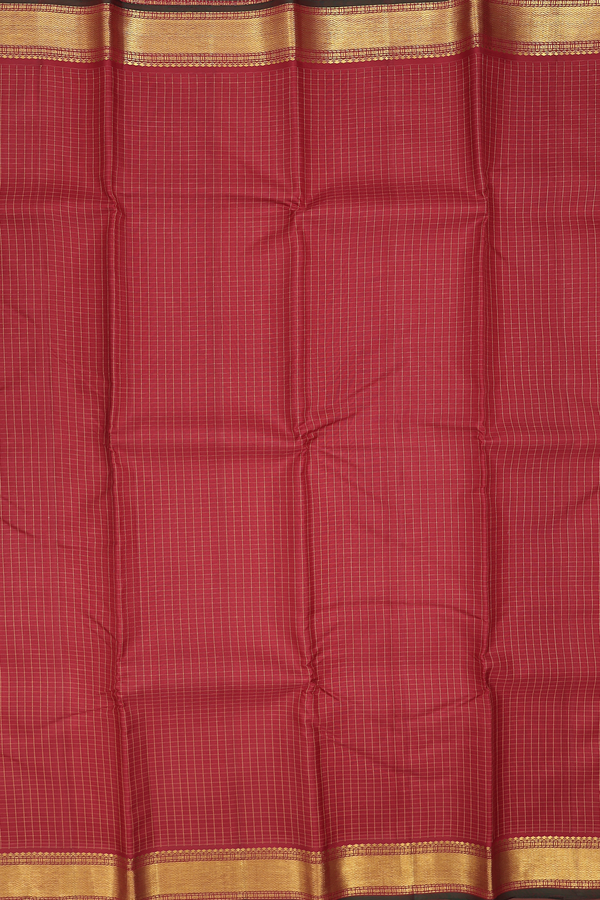Kanchipuram Silk Saree In Crimson Red With Checks Design