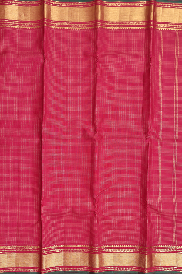 Kanchipuram Silk Saree In Crimson Red With Checks Design
