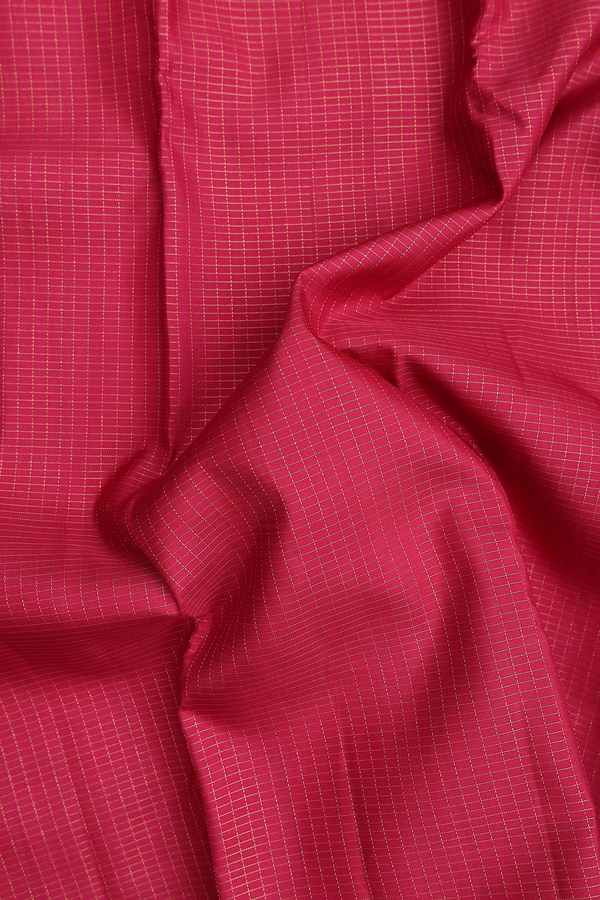 Kanchipuram Silk Saree In Crimson Red With Checks Design