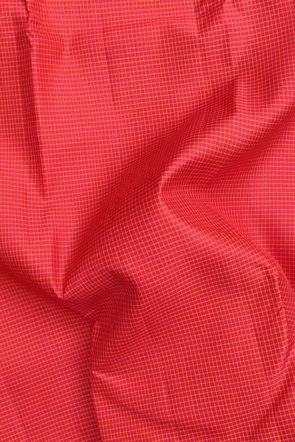 Kanchipuram Silk Saree In Crimson Red With Checks Design