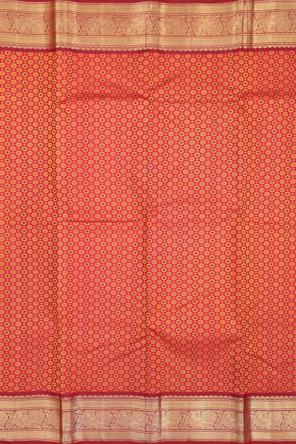 Kanchipuram Silk Saree In Crimson Red With Jacquard Pattern