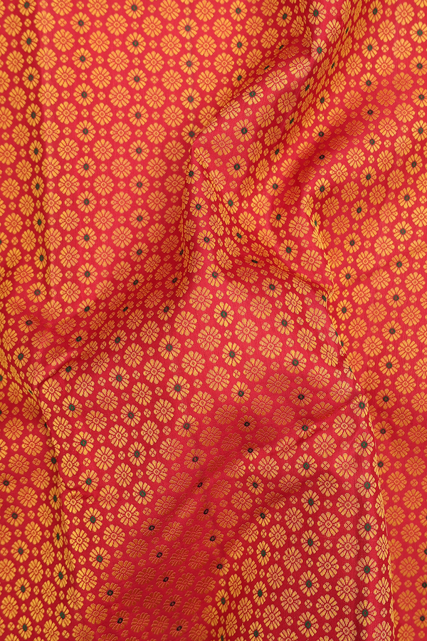 Kanchipuram Silk Saree In Crimson Red With Jacquard Pattern