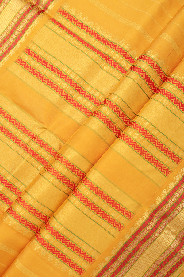 Kanchipuram Silk Saree In Crimson Red With Korvai Border