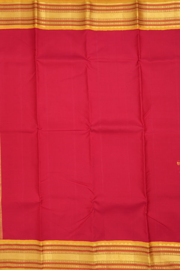 Kanchipuram Silk Saree In Crimson Red With Korvai Border