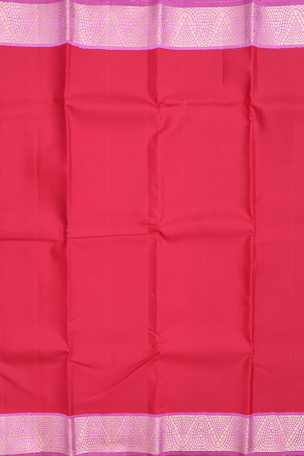 Kanchipuram Silk Saree In Crimson Red With Korvai Border