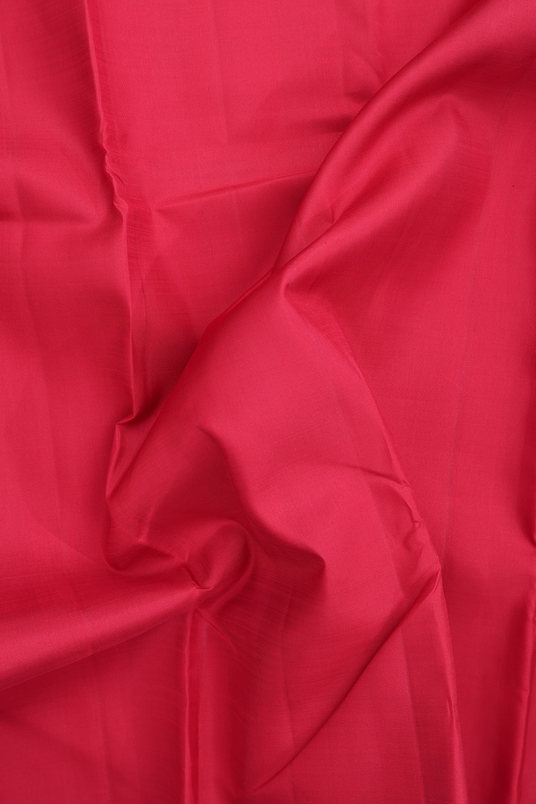 Kanchipuram Silk Saree In Crimson Red With Korvai Border