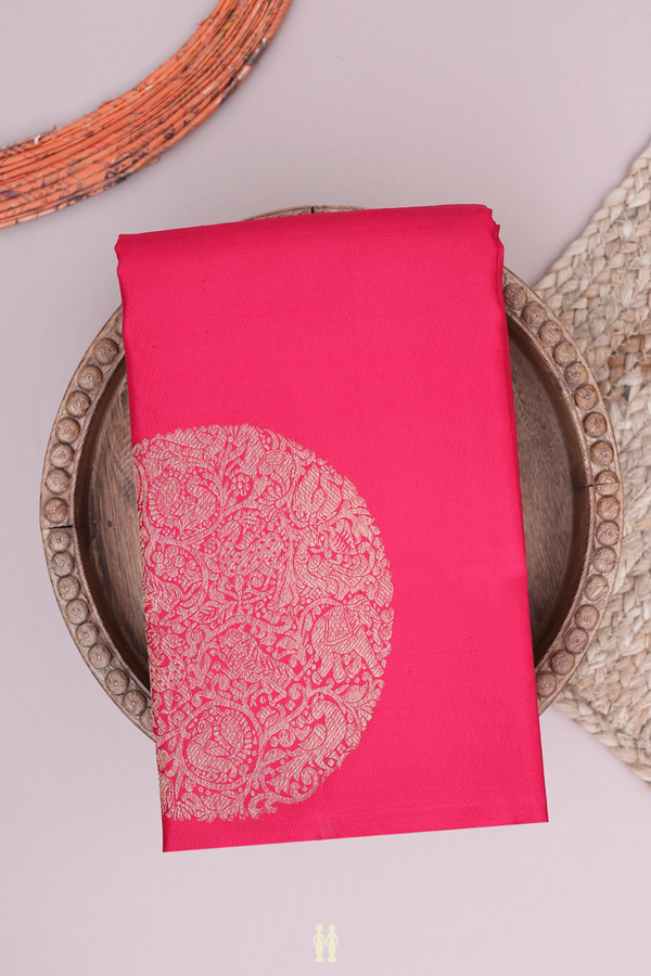 Kanchipuram Silk Saree In Crimson Red With Mandala Design