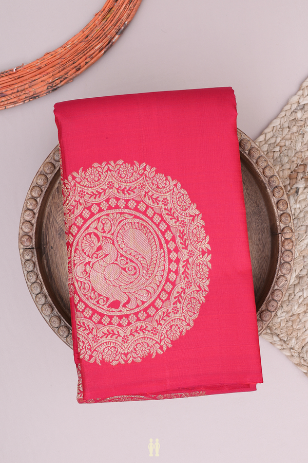 Kanchipuram Silk Saree In Crimson Red With Mandala Design