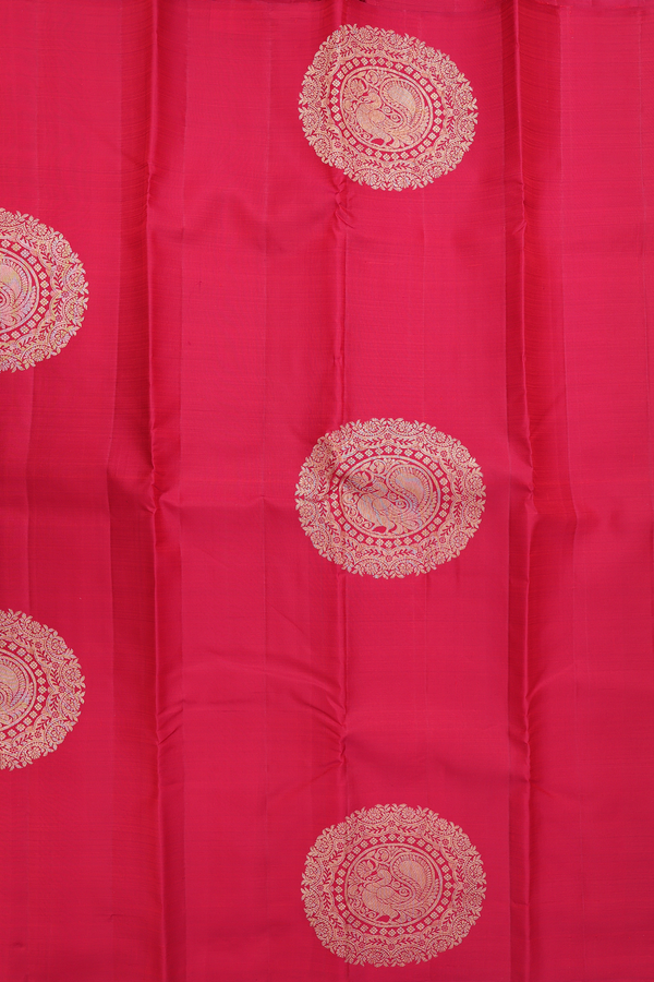 Kanchipuram Silk Saree In Crimson Red With Mandala Design