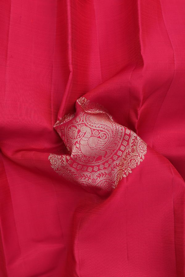 Kanchipuram Silk Saree In Crimson Red With Mandala Design