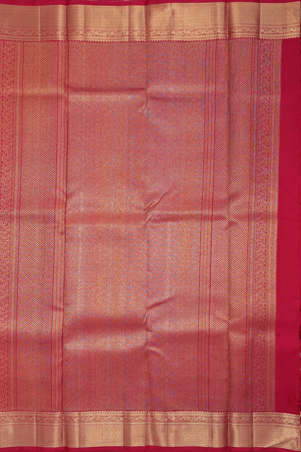 Kanchipuram Silk Saree In Crimson Red With Peacock Buttas