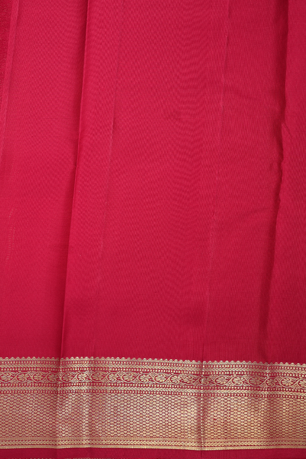 Kanchipuram Silk Saree In Crimson Red With Peacock Buttas