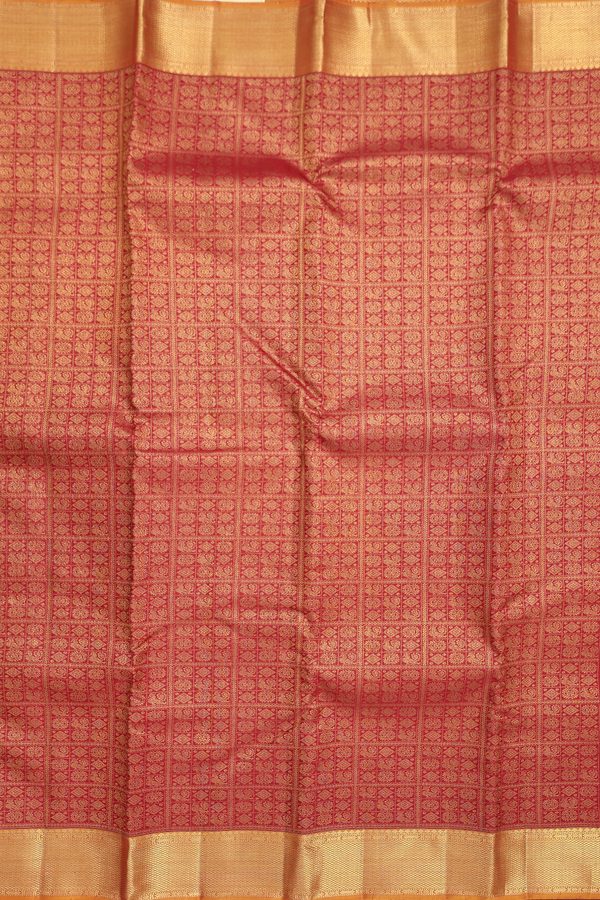 Kanchipuram Silk Saree In Crimson Red With Peacock Design