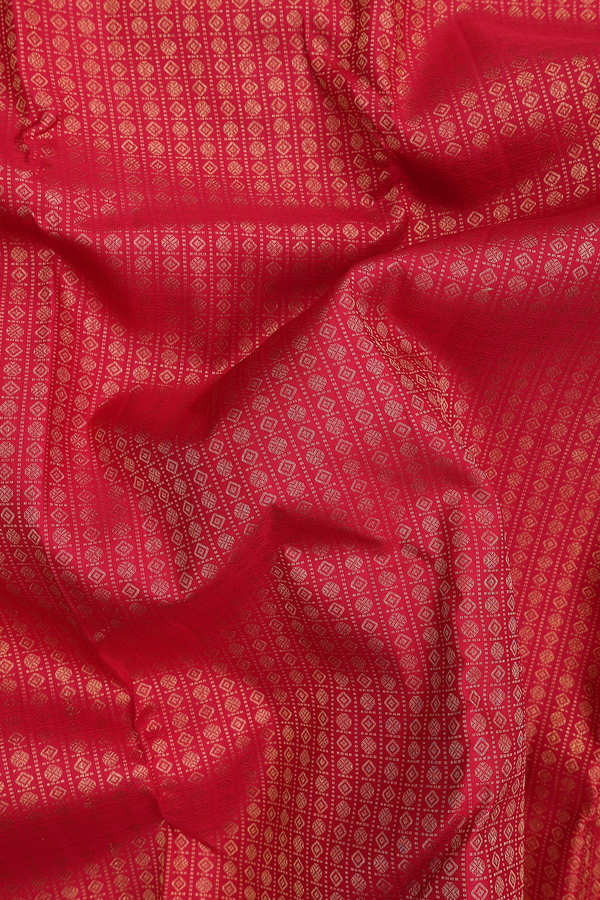 Kanchipuram Silk Saree In Crimson Red With Rudraksh Design