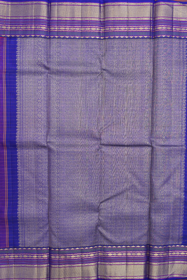 Kanchipuram Silk Saree In Red Along Stripes With Buttas