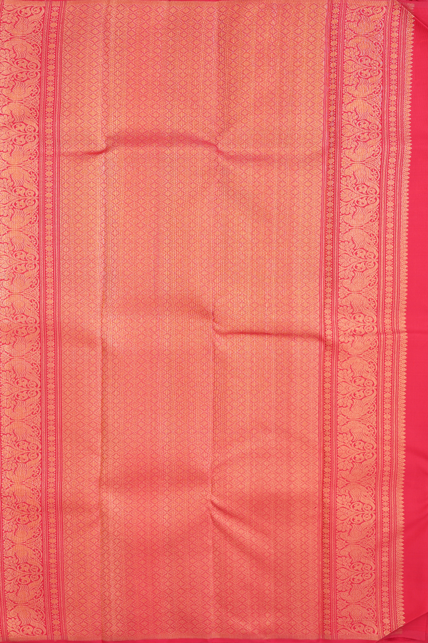 Kanchipuram Silk Saree In Crimson Red With Stripes Design
