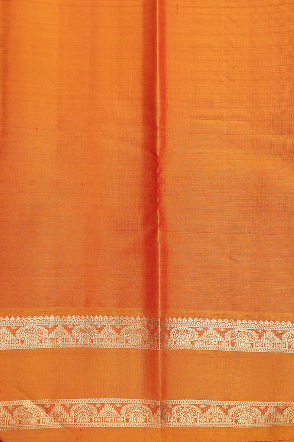 Kanchipuram Silk Saree In Crimson Red With Stripes Design