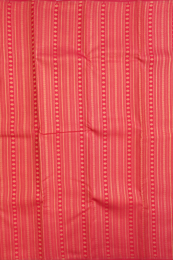 Kanchipuram Silk Saree In Crimson Red With Stripes Design