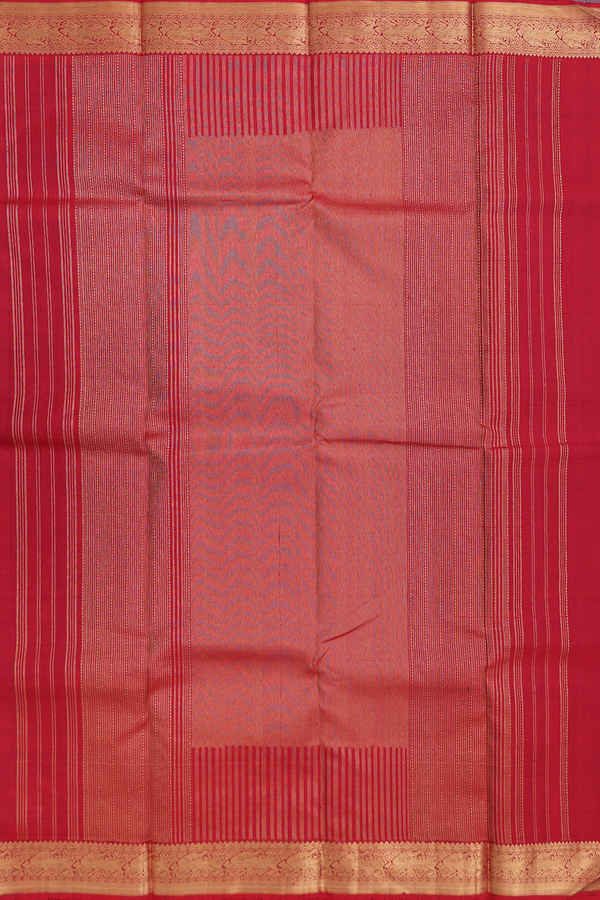 Kanchipuram Silk Saree In Crimson Red With Tree Motifs