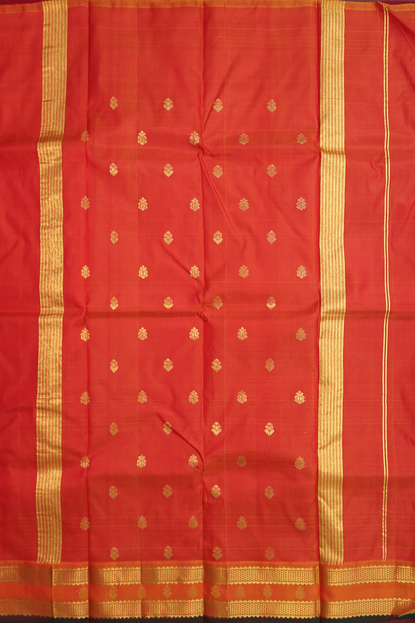 Kanchipuram Silk Saree In Crimson Red With Zari Buttas