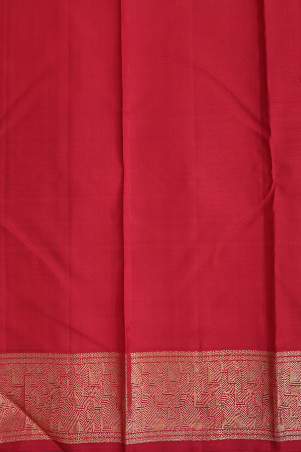 Kanchipuram Silk Saree In Crimson Red With Zari Buttas