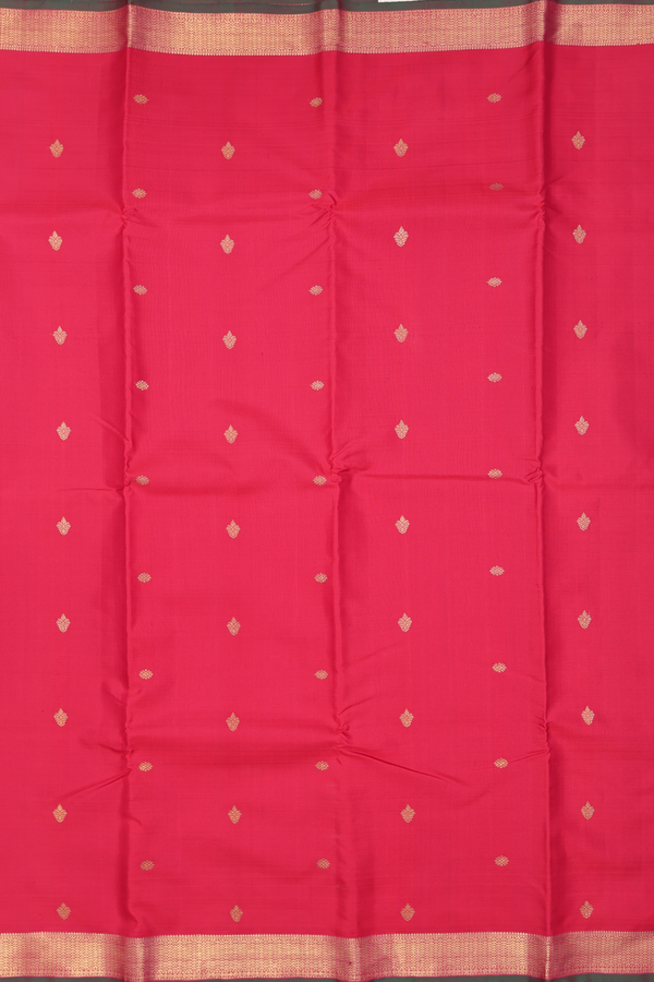 Kanchipuram Silk Saree In Crimson Red With Zari Buttis