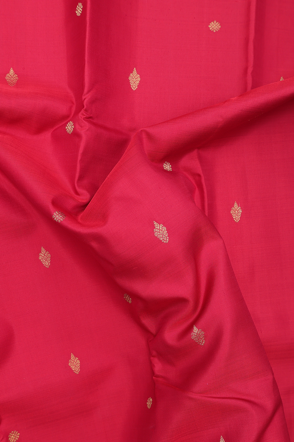 Kanchipuram Silk Saree In Crimson Red With Zari Buttis
