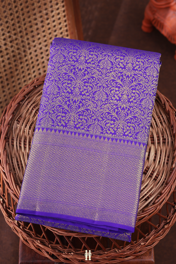Kanchipuram Silk Saree In Royal Blue With Brocade Design