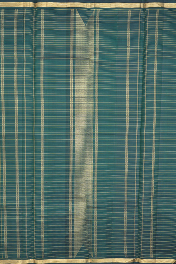 Kanchipuram Silk Saree In Dark Green With Checks Design