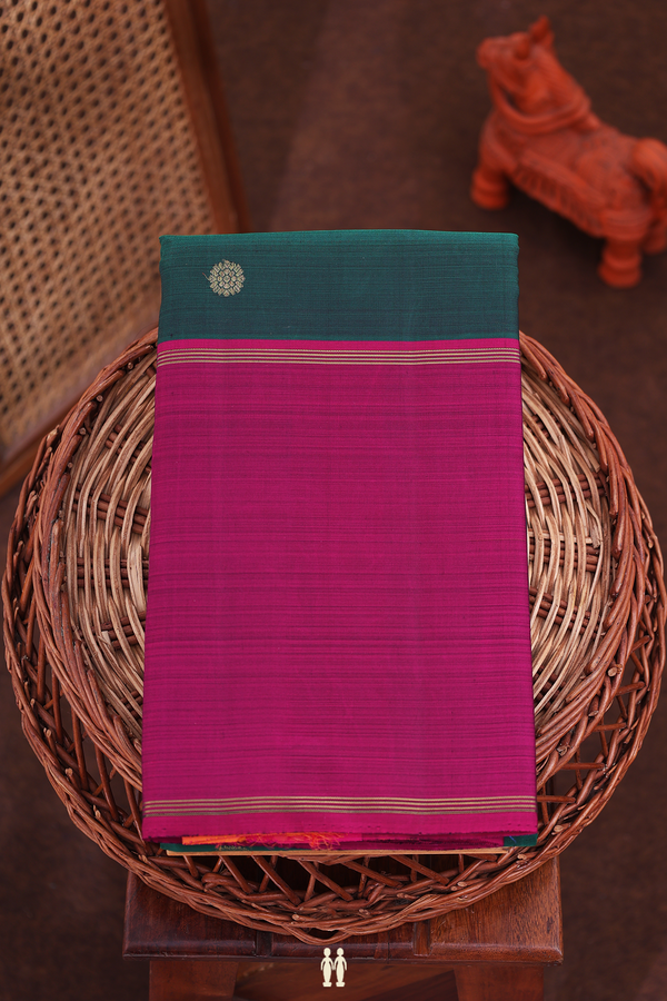 Kanchipuram Silk Saree In Dark Green With Floral Buttas