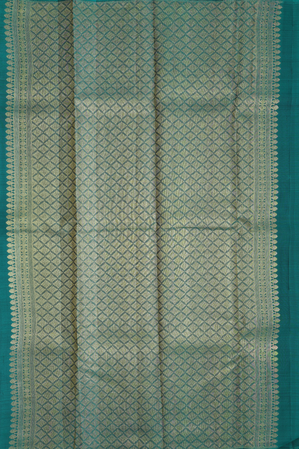Kanchipuram Silk Saree In Dark Green With Mandala Design