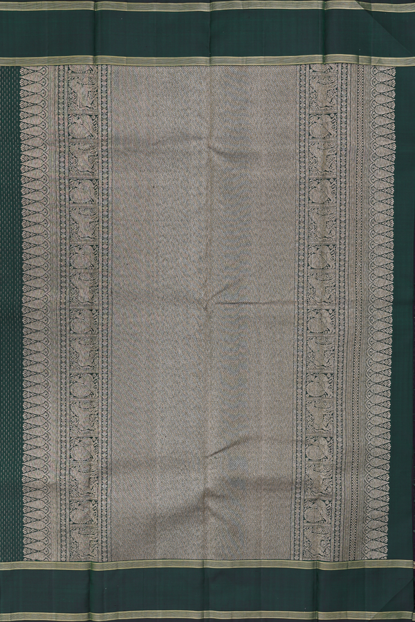Kanchipuram Silk Saree In Dark Green With Paisley Buttas