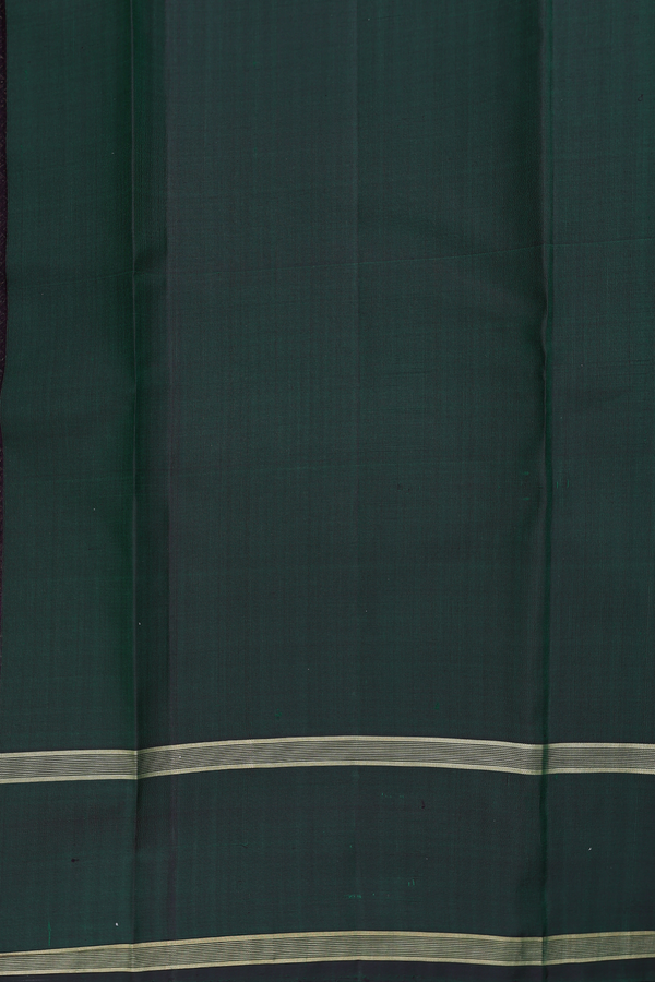 Kanchipuram Silk Saree In Dark Green With Paisley Buttas