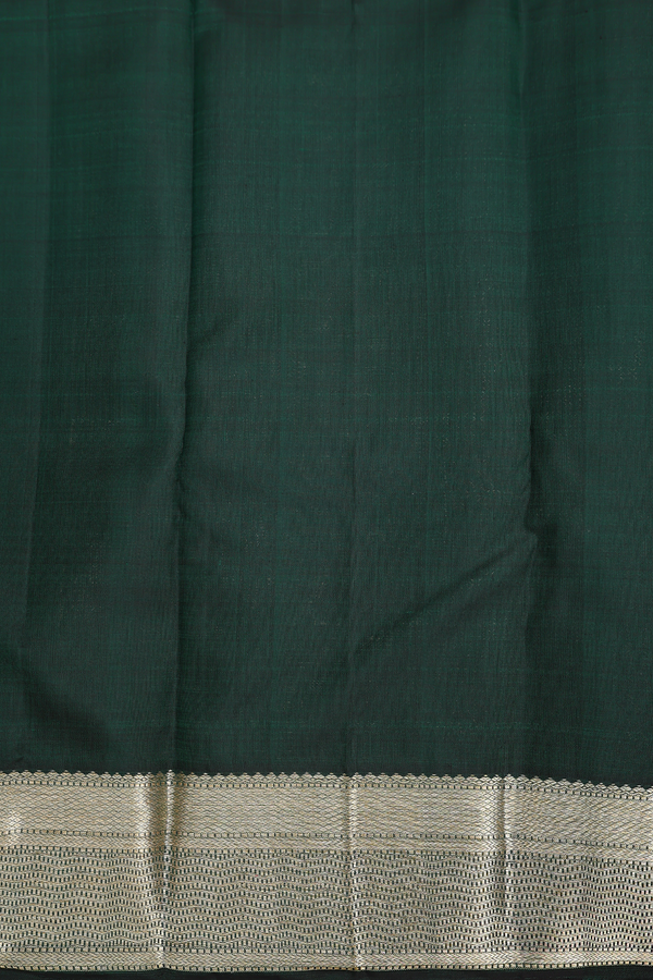 Kanchipuram Silk Saree In Dark Green With Paisley Design