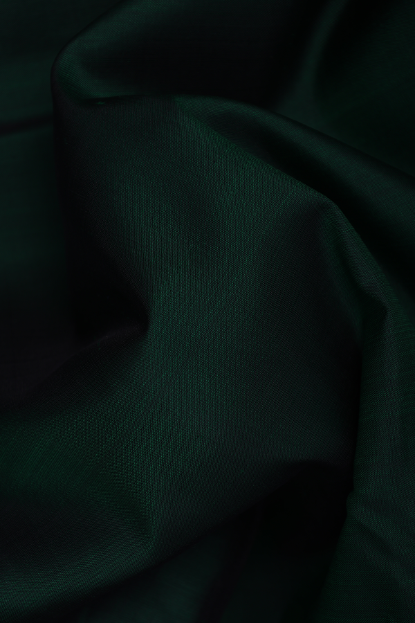 Kanchipuram Silk Saree In Dark Green With Peacock Border