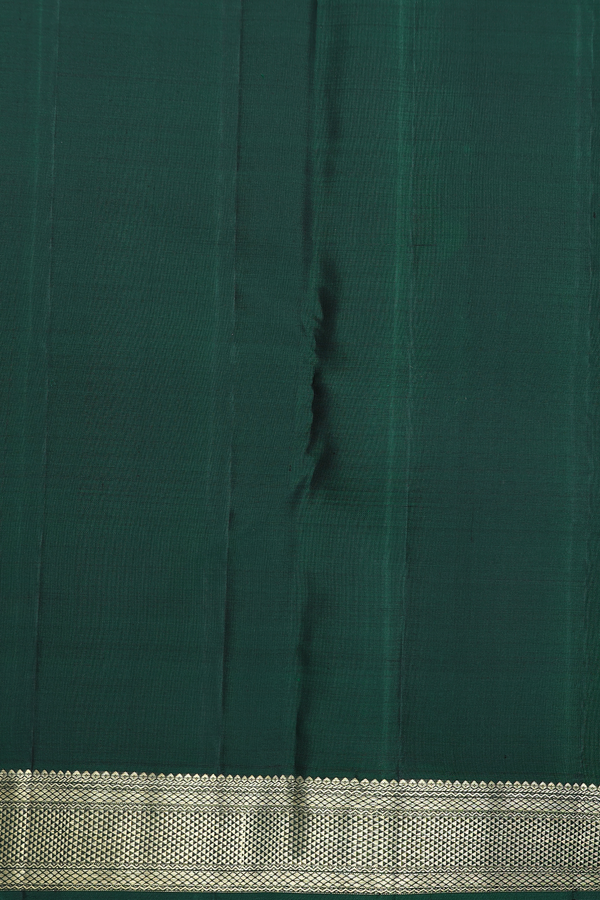 Kanchipuram Silk Saree In Dark Green With Stripes Design