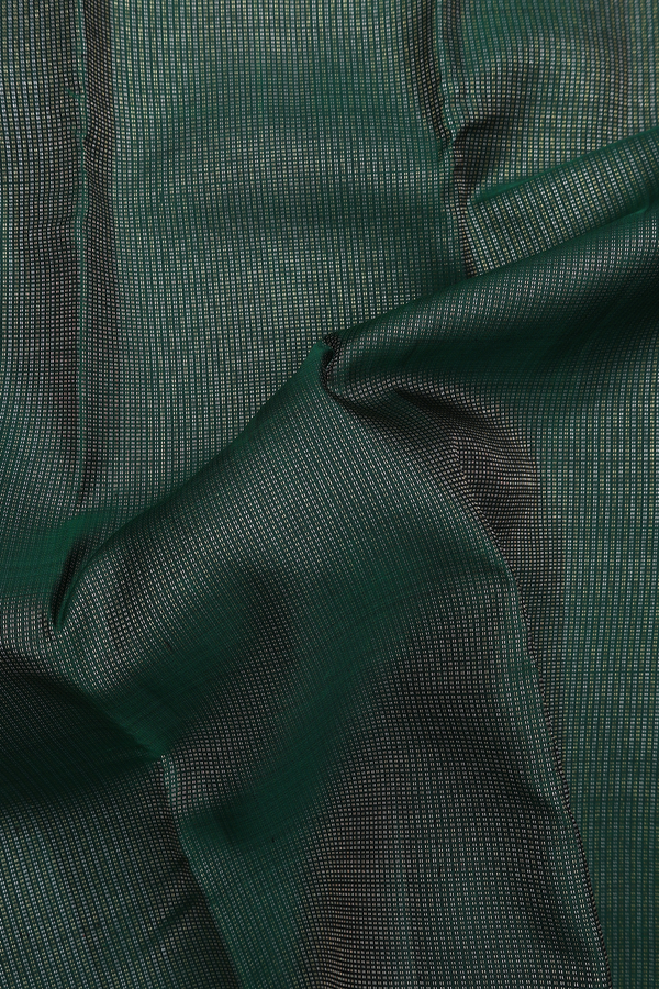 Kanchipuram Silk Saree In Dark Green With Stripes Design