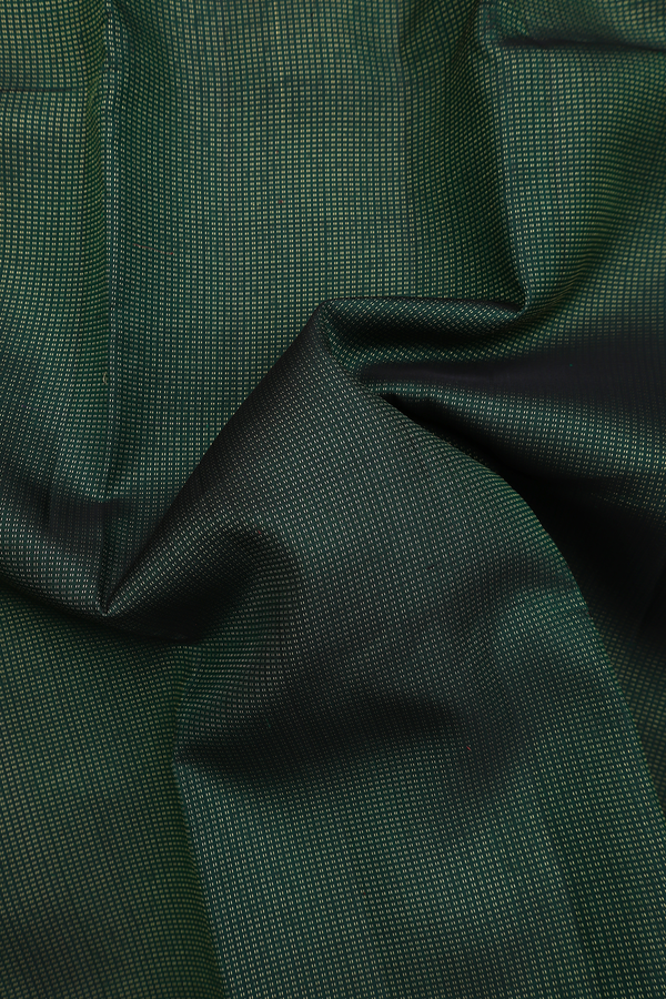 Kanchipuram Silk Saree In Dark Green With Stripes Design